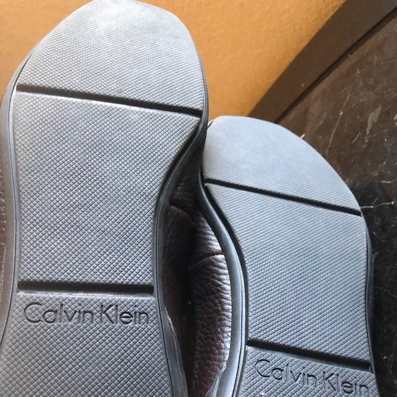 Calvin Klein Tumbled Leather Driver Loafers (Brown) - Picture 4 of 9